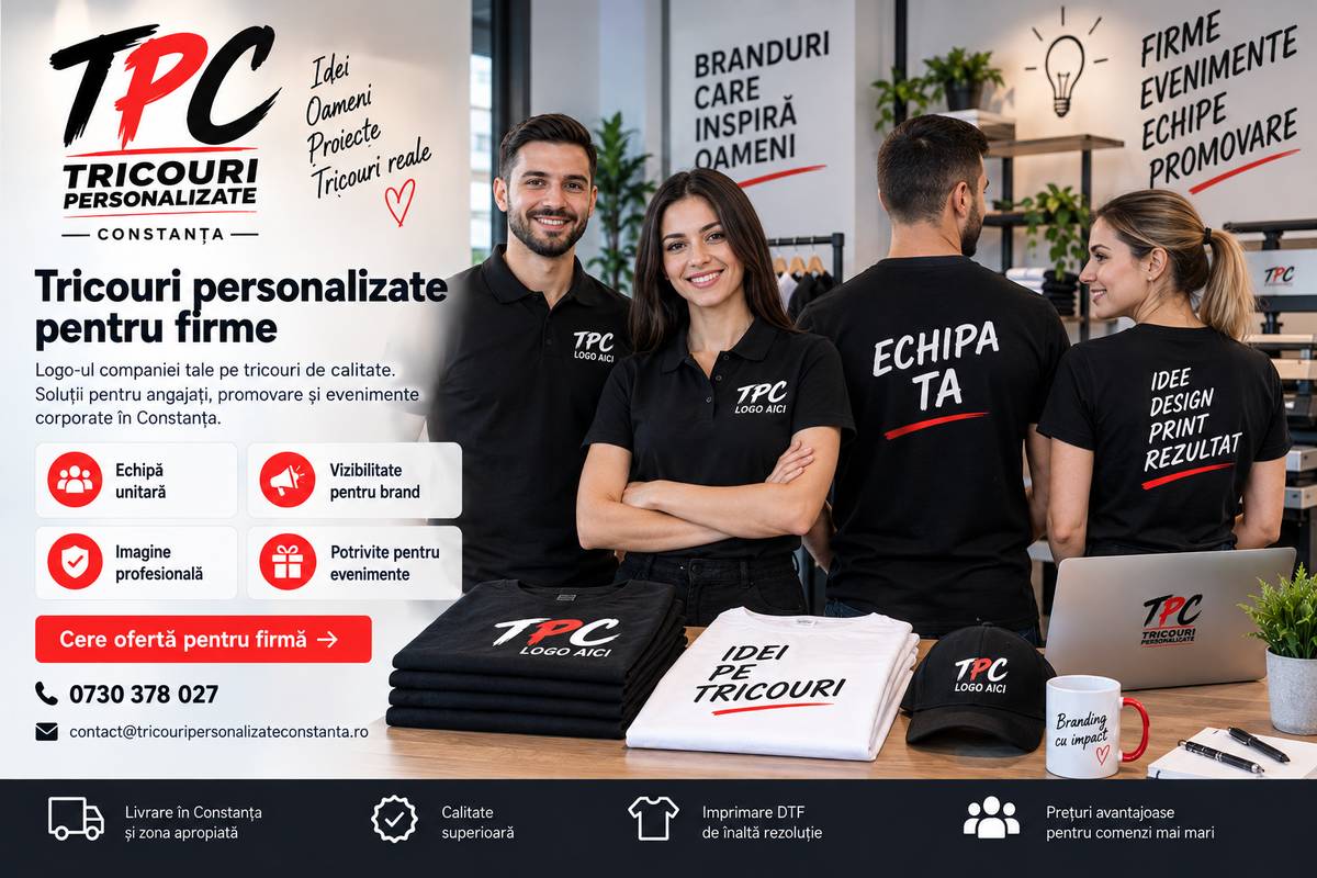Tricouri personalizate pentru firme în Constanța